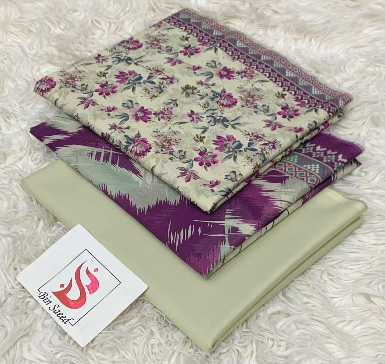 Bin Saeed — Original *Printed 3pc Collection — Fabric Lawn