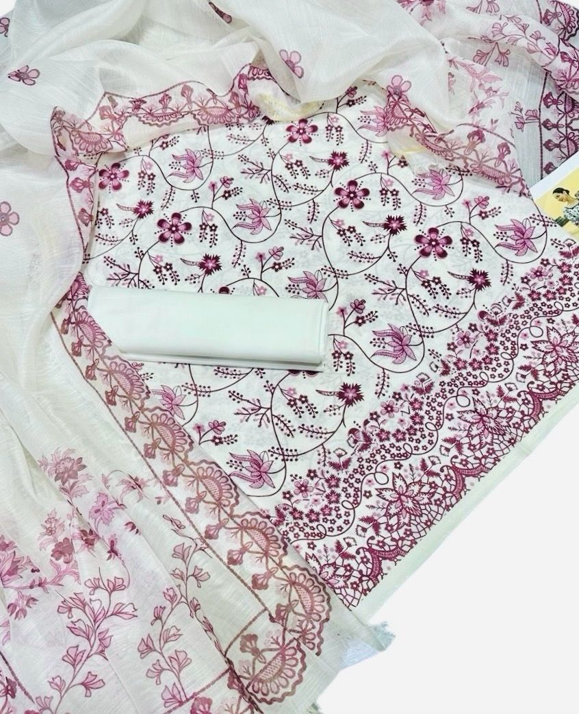 Faiza Saqlain — White & Berry Pink Lawn 3pc | Summer Edition 2026