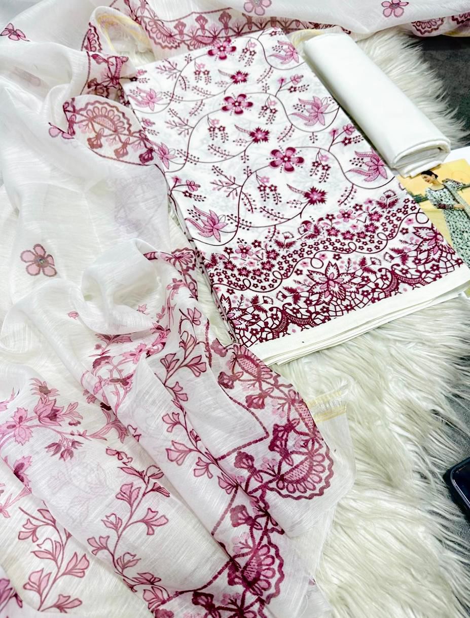 Faiza Saqlain — White & Berry Pink Lawn 3pc | Summer Edition 2026