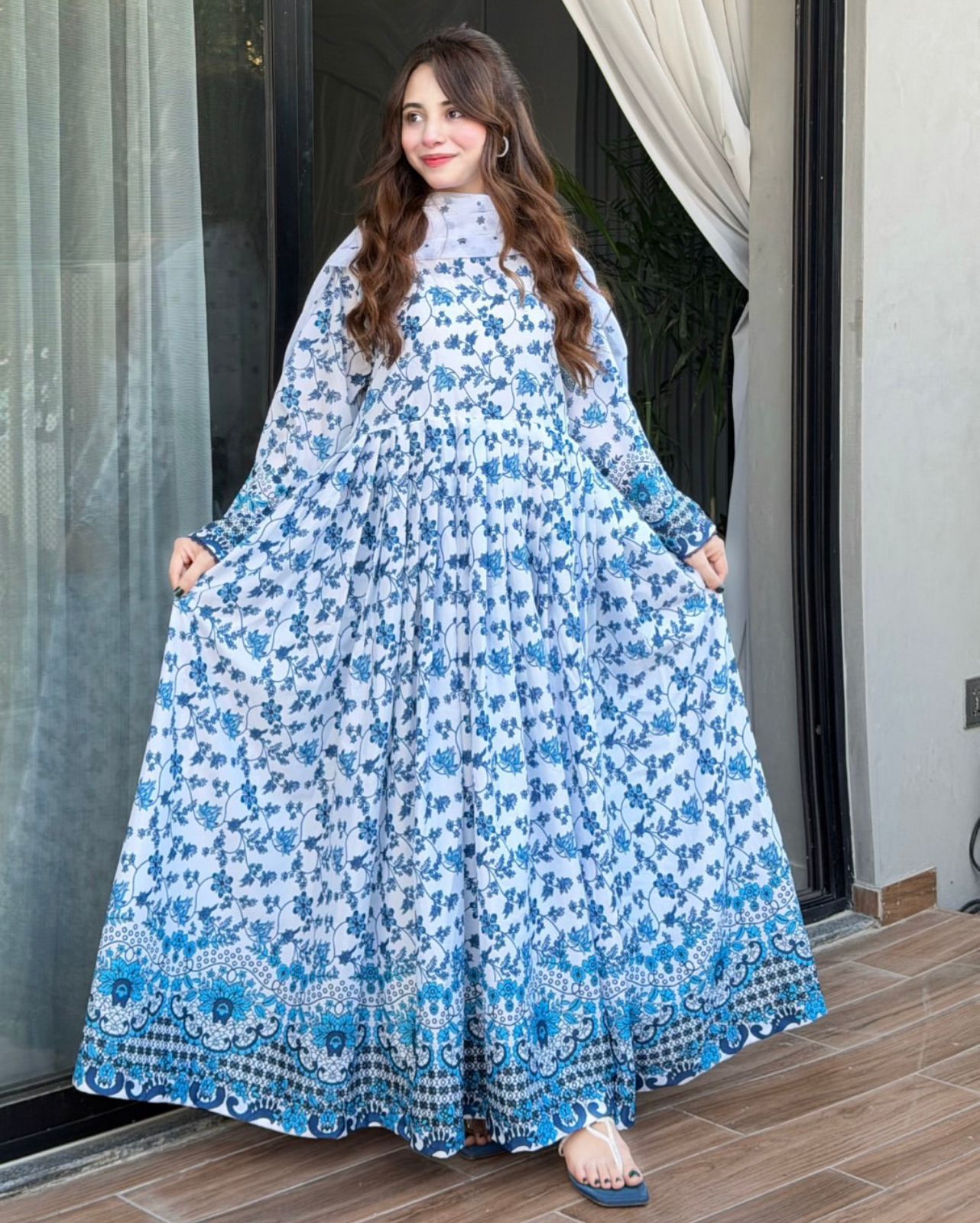 Faiza Saqlain — Hania Amir Viral Dress | White & Blue Lawn 3pc | Summer 2026